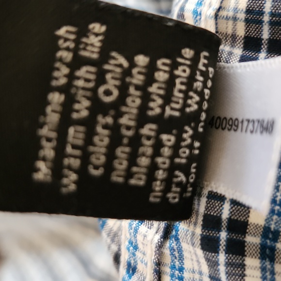 Apt. 9 Blue and White Plaid Button Down Shirt - Picture 5 of 5